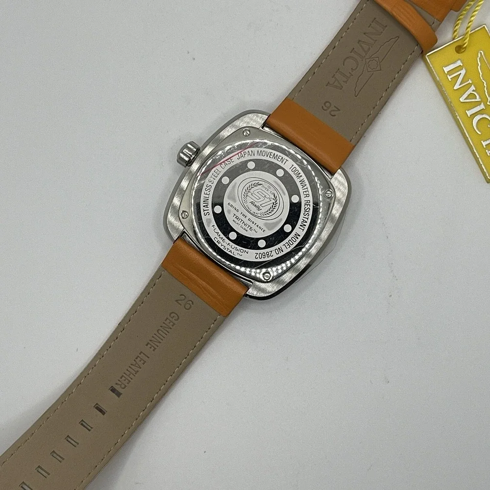 Invicta Mens S1 Rally 28602 Green Dial Brown Leather Strap 48mm Sport Watch NWT